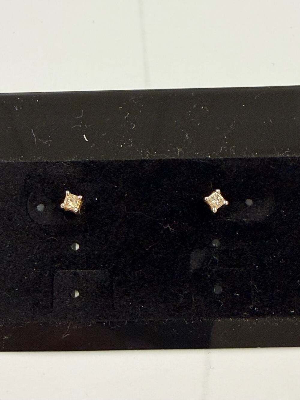 Princess Cut Diamond Stud Earrings in 14K P SS.925 value~145$